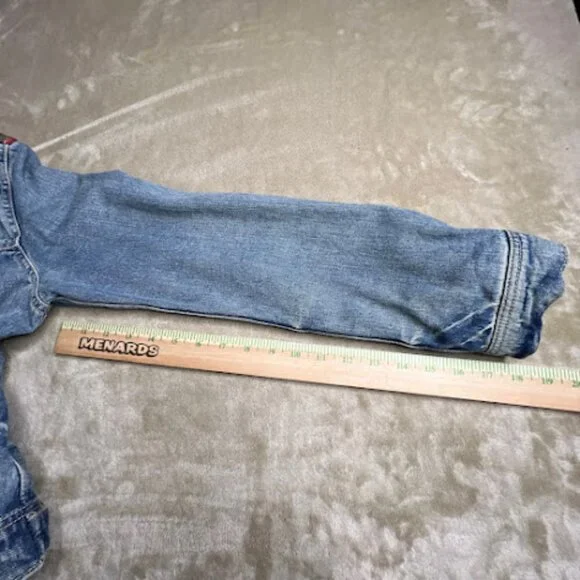 Free People Embroidered Distressed Denim Jean Jacket Womens Sz 12 BOHO Sthwstrn - Picture 6 of 11